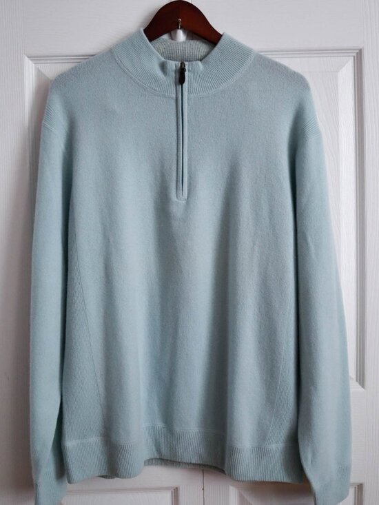 Raffi Other - Raffi Irving 100% Cashmere Quarter Zip Sweater Light Blue Men's XL MSRP $400+